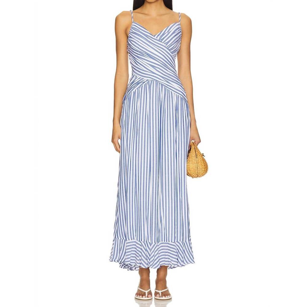 NEW LINE AND DOT noah maxi dress in blue/white